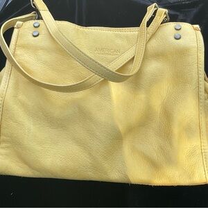 American Leather satchel shoulder leather bag, Butter yellow soft leather.